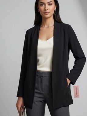 New with Tags Polished & Poised Black Open-Front Blazer - Size Large